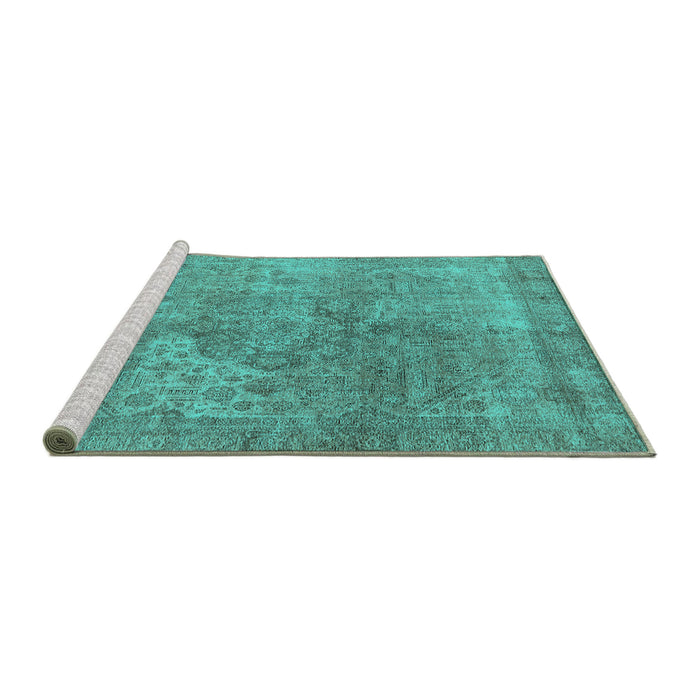 Sideview of Machine Washable Oriental Turquoise Industrial Area Rugs, wshurb1931turq