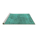 Sideview of Machine Washable Oriental Turquoise Industrial Area Rugs, wshurb1931turq