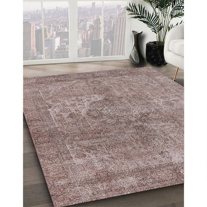 Machine Washable Industrial Modern Khaki Rose Pink Rug in a Family Room, wshurb1931