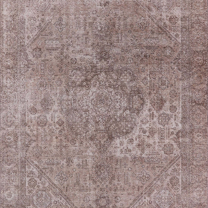 Machine Washable Industrial Modern Khaki Rose Pink Rug, wshurb1931