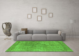 Machine Washable Oriental Green Industrial Area Rugs in a Living Room,, wshurb1931grn