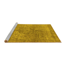 Sideview of Machine Washable Oriental Yellow Industrial Rug, wshurb1931yw