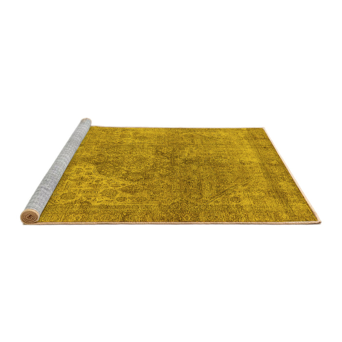 Sideview of Machine Washable Oriental Yellow Industrial Rug, wshurb1931yw