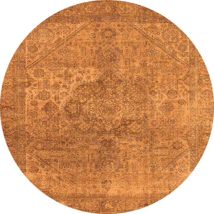 Round Machine Washable Oriental Orange Industrial Area Rugs, wshurb1931org