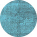 Round Oriental Light Blue Industrial Rug, urb1931lblu