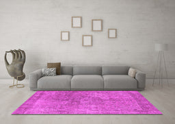 Machine Washable Oriental Pink Industrial Rug in a Living Room, wshurb1931pnk