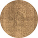 Round Oriental Brown Industrial Rug, urb1931brn