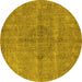 Round Oriental Yellow Industrial Rug, urb1932yw