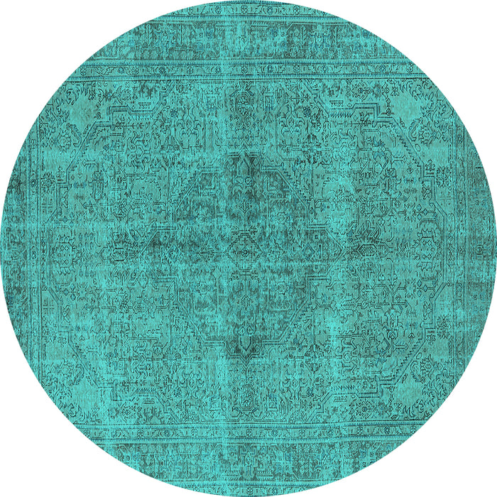 Round Oriental Turquoise Industrial Rug, urb1932turq
