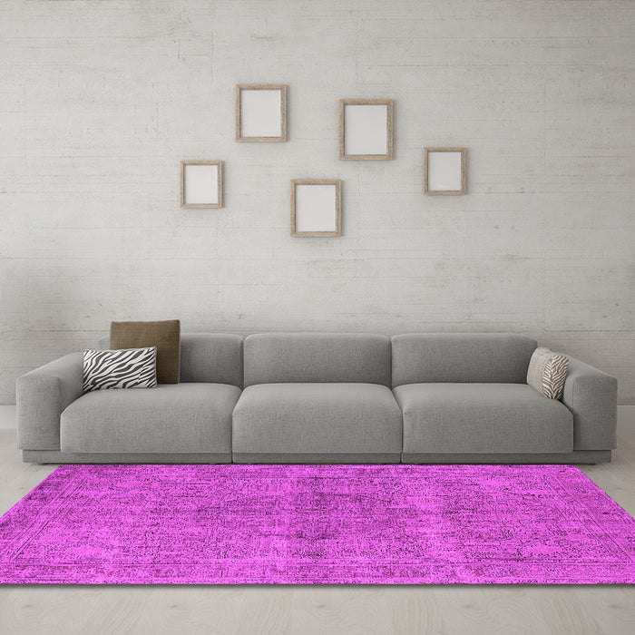 Machine Washable Oriental Pink Industrial Rug in a Living Room, wshurb1932pnk