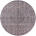 Round Machine Washable Industrial Modern Mauve Taupe Purple Rug, wshurb1932