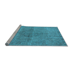 Sideview of Machine Washable Oriental Light Blue Industrial Rug, wshurb1932lblu