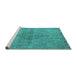 Sideview of Machine Washable Oriental Turquoise Industrial Area Rugs, wshurb1932turq