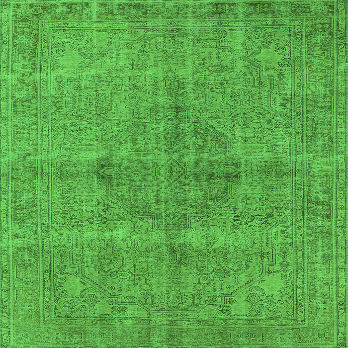 Square Machine Washable Oriental Green Industrial Area Rugs, wshurb1932grn