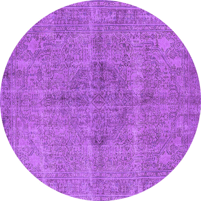 Round Machine Washable Oriental Purple Industrial Area Rugs, wshurb1932pur
