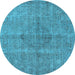 Round Oriental Light Blue Industrial Rug, urb1932lblu