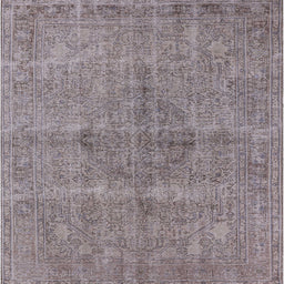 Square Mid-Century Modern Mauve Taupe Purple Oriental Rug, urb1932