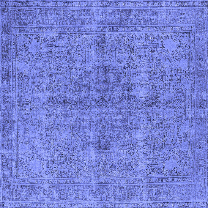 Square Machine Washable Oriental Blue Industrial Rug, wshurb1932blu