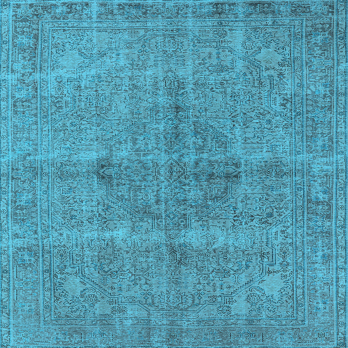Square Machine Washable Oriental Light Blue Industrial Rug, wshurb1932lblu