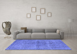 Machine Washable Oriental Blue Industrial Rug in a Living Room, wshurb1932blu