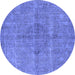 Round Oriental Blue Industrial Rug, urb1932blu