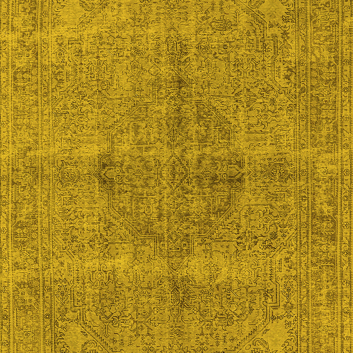 Machine Washable Oriental Yellow Industrial Rug, wshurb1932yw