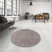 Round Machine Washable Industrial Modern Rose Dust Purple Rug in a Office, wshurb1933