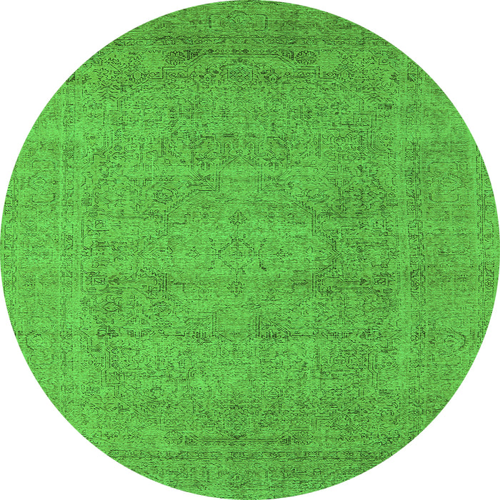 Round Oriental Green Industrial Rug, urb1933grn