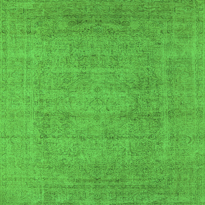 Square Machine Washable Oriental Green Industrial Area Rugs, wshurb1933grn