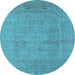 Round Oriental Light Blue Industrial Rug, urb1933lblu