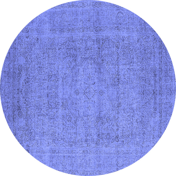 Round Oriental Blue Industrial Rug, urb1933blu