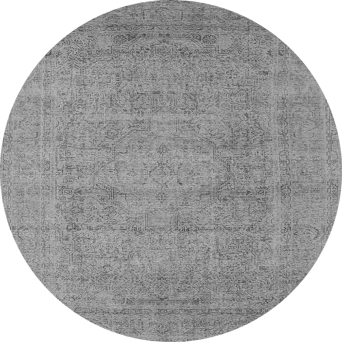 Round Oriental Gray Industrial Rug, urb1933gry