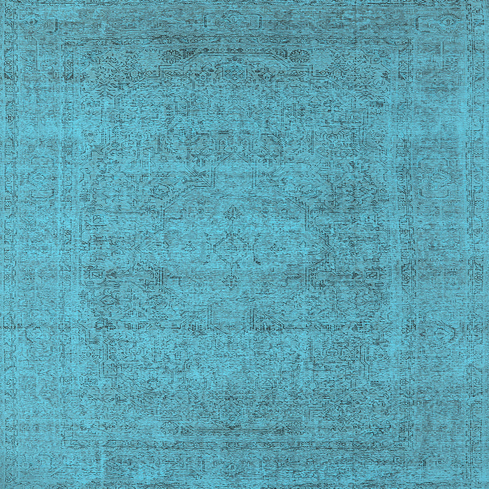 Square Machine Washable Oriental Light Blue Industrial Rug, wshurb1933lblu