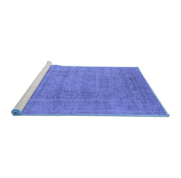 Sideview of Machine Washable Oriental Blue Industrial Rug, wshurb1933blu