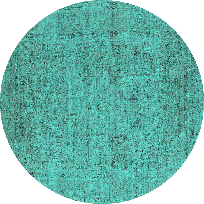 Round Oriental Turquoise Industrial Rug, urb1933turq