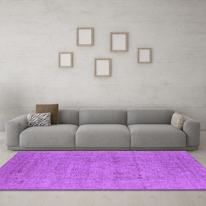 Machine Washable Oriental Purple Industrial Area Rugs in a Living Room, wshurb1933pur