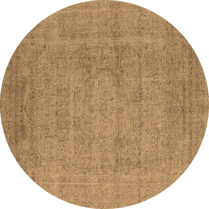 Round Oriental Brown Industrial Rug, urb1933brn