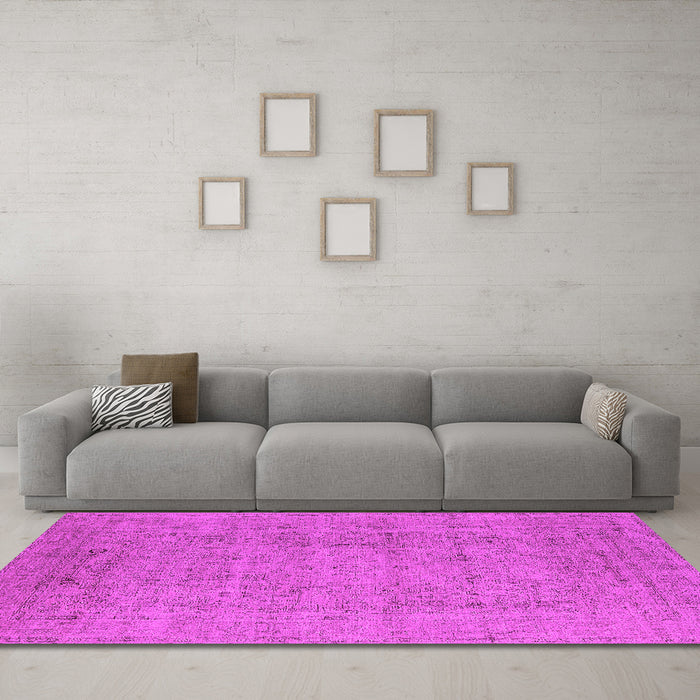 Machine Washable Oriental Pink Industrial Rug in a Living Room, wshurb1933pnk