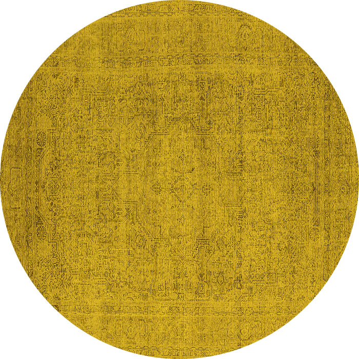 Round Oriental Yellow Industrial Rug, urb1933yw