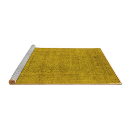 Sideview of Machine Washable Oriental Yellow Industrial Rug, wshurb1933yw