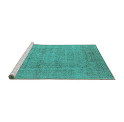 Sideview of Machine Washable Oriental Turquoise Industrial Area Rugs, wshurb1933turq