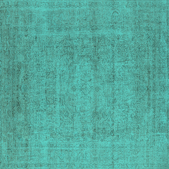 Square Oriental Turquoise Industrial Rug, urb1933turq