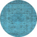 Round Oriental Light Blue Industrial Rug, urb1934lblu