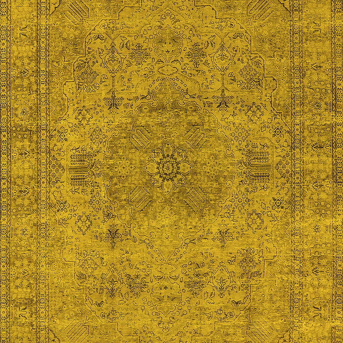 Machine Washable Oriental Yellow Industrial Rug, wshurb1934yw