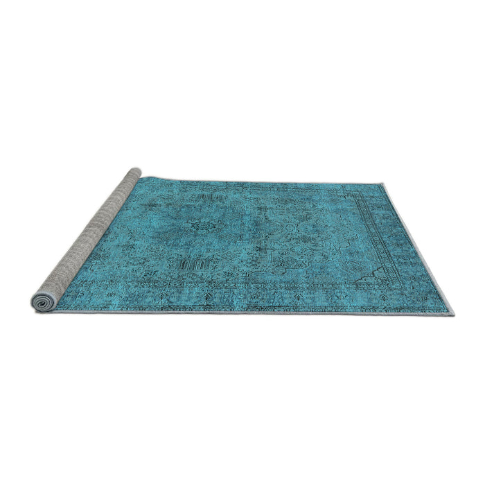 Sideview of Machine Washable Oriental Light Blue Industrial Rug, wshurb1934lblu