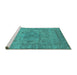 Sideview of Machine Washable Oriental Turquoise Industrial Area Rugs, wshurb1934turq