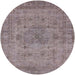 Round Mid-Century Modern Puce Purple Oriental Rug, urb1934