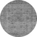 Round Oriental Gray Industrial Rug, urb1934gry