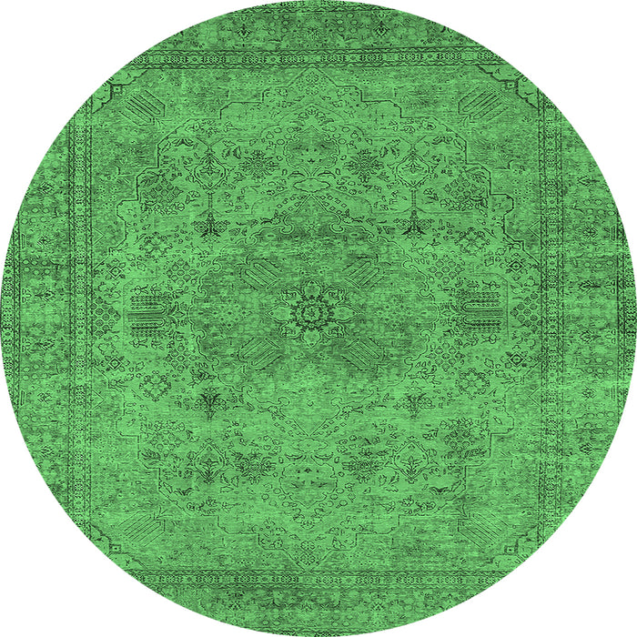 Round Oriental Emerald Green Industrial Rug, urb1934emgrn