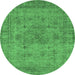 Round Oriental Emerald Green Industrial Rug, urb1934emgrn